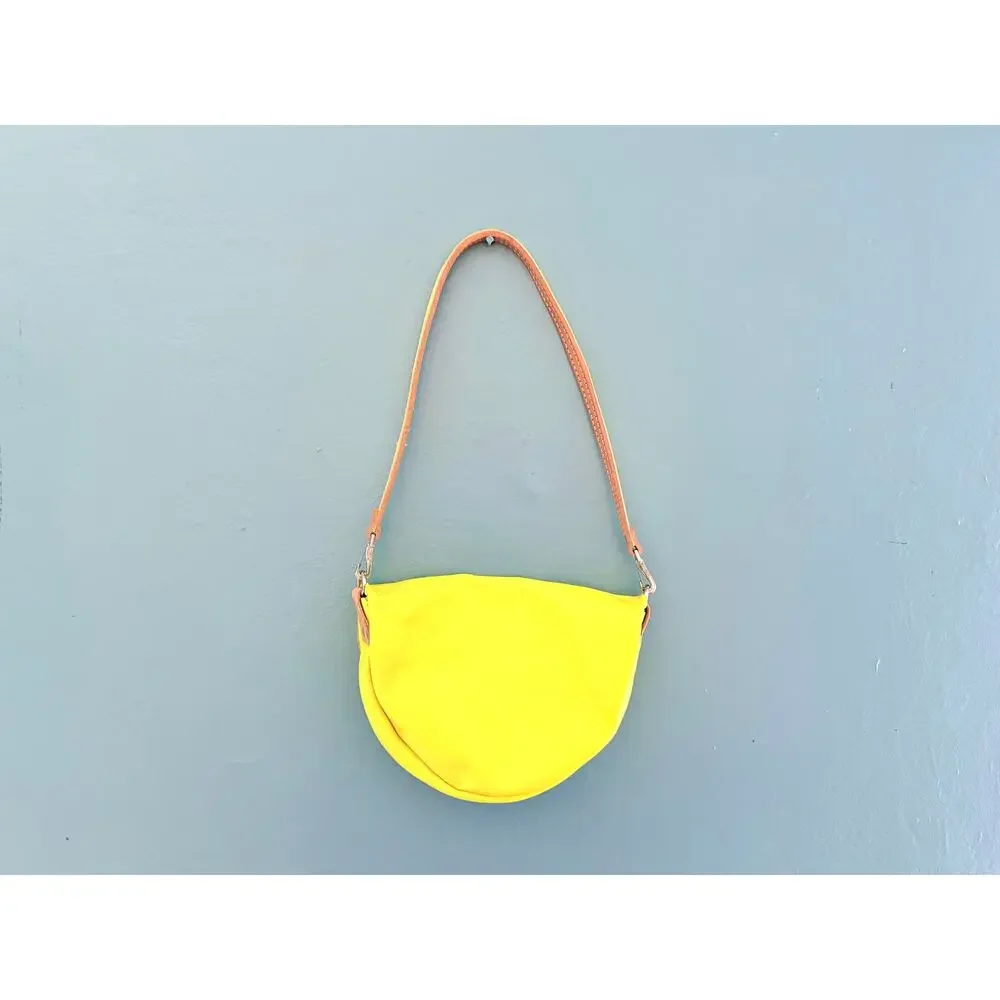 Neon Yellow Half Moon Crossbody Bag with Silver Bee Festival Purse